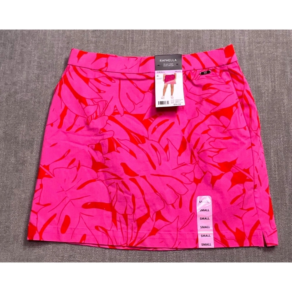 Rafaella Comfort Skort Womens Small Carmine Rose Floral Stretch Casual Pull On